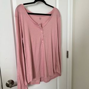 PINK WAFFLE KNIT LONG SLEEVE TEE